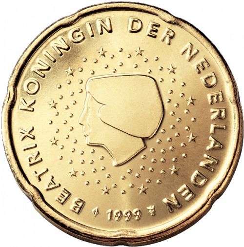 20 cent Obverse Image minted in NETHERLANDS in 1999 (BEATRIX)  - The Coin Database