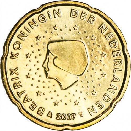 20 cent Obverse Image minted in NETHERLANDS in 2007 (BEATRIX - New Reverse)  - The Coin Database