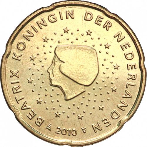 20 cent Obverse Image minted in NETHERLANDS in 2010 (BEATRIX - New Reverse)  - The Coin Database