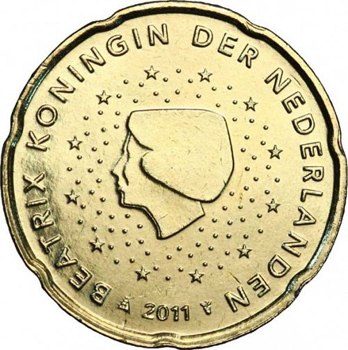 20 cent Obverse Image minted in NETHERLANDS in 2011 (BEATRIX - New Reverse)  - The Coin Database