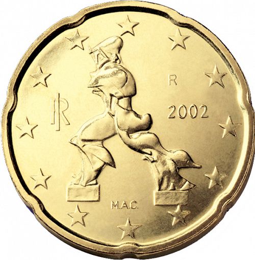 20 cent Obverse Image minted in ITALY in 2002 (1st Series)  - The Coin Database