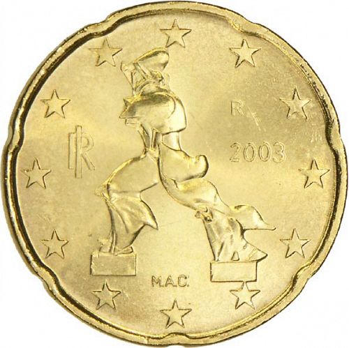 20 cent Obverse Image minted in ITALY in 2003 (1st Series)  - The Coin Database
