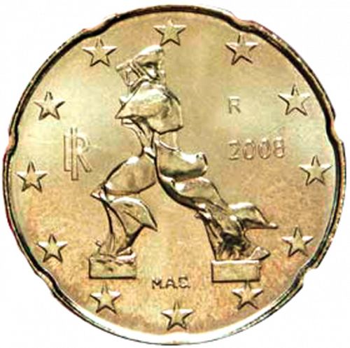 20 cent Obverse Image minted in ITALY in 2008 (1st Series 
 - New Reverse)  - The Coin Database