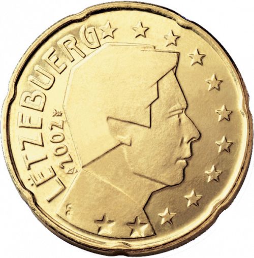 20 cent Obverse Image minted in LUXEMBOURG in 2002 (GRAND DUKE HENRI)  - The Coin Database