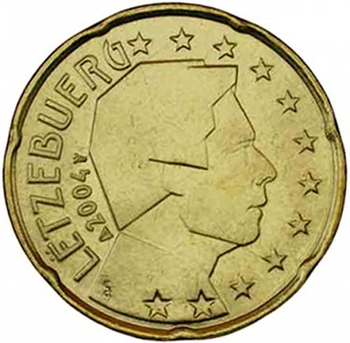 20 cent Obverse Image minted in LUXEMBOURG in 2004 (GRAND DUKE HENRI)  - The Coin Database