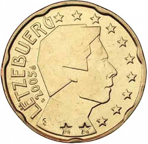 20 cent Obverse Image minted in LUXEMBOURG in 2005 (GRAND DUKE HENRI)  - The Coin Database