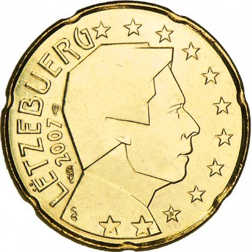 20 cent Obverse Image minted in LUXEMBOURG in 2007 (GRAND DUKE HENRI - New Reverse)  - The Coin Database