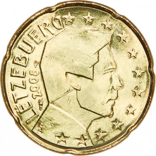 20 cent Obverse Image minted in LUXEMBOURG in 2008 (GRAND DUKE HENRI - New Reverse)  - The Coin Database