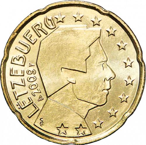20 cent Obverse Image minted in LUXEMBOURG in 2009 (GRAND DUKE HENRI - New Reverse)  - The Coin Database