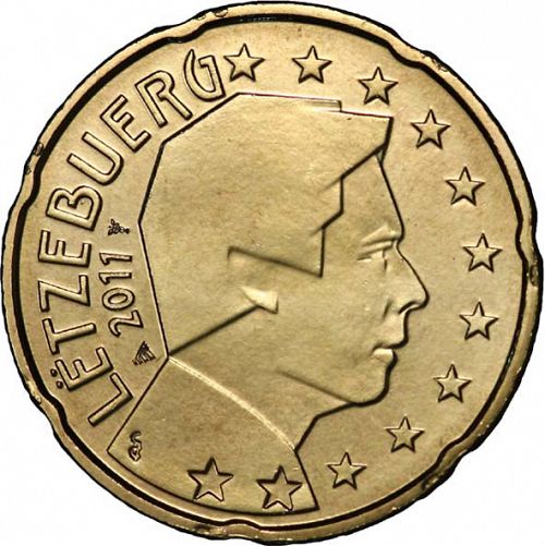 20 cent Obverse Image minted in LUXEMBOURG in 2011 (GRAND DUKE HENRI - New Reverse)  - The Coin Database