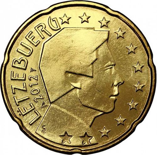 20 cent Obverse Image minted in LUXEMBOURG in 2012 (GRAND DUKE HENRI - New Reverse)  - The Coin Database