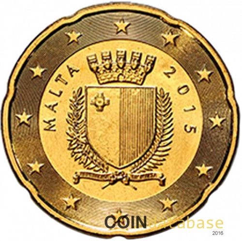20 cent Obverse Image minted in MALTA in 2015 (1st Series - New Reverse)  - The Coin Database