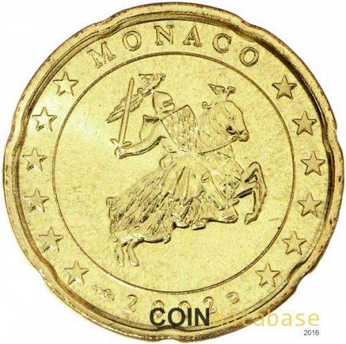 20 cent Obverse Image minted in MONACO in 2002 (RAINIER III)  - The Coin Database