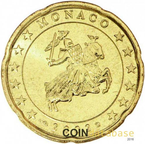 20 cent Obverse Image minted in MONACO in 2002 (RAINIER III)  - The Coin Database
