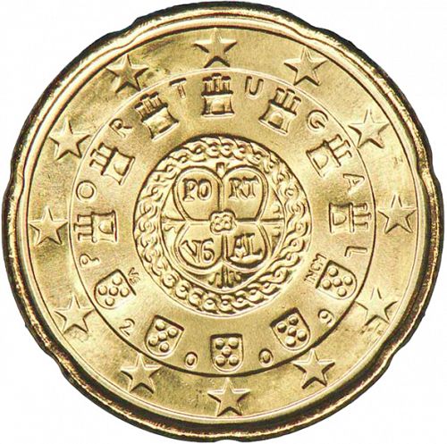 20 cent Obverse Image minted in PORTUGAL in 2009 (1st Series - New Reverse)  - The Coin Database