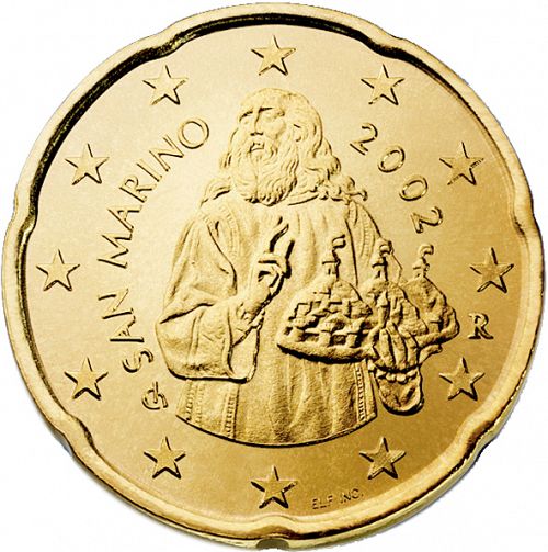 20 cent Obverse Image minted in SAN MARINO in 2002 (1st Series)  - The Coin Database