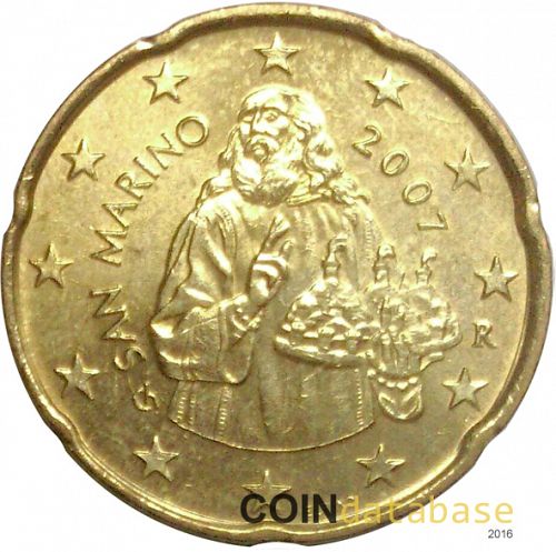 20 cent Obverse Image minted in SAN MARINO in 2007 (1st Series)  - The Coin Database