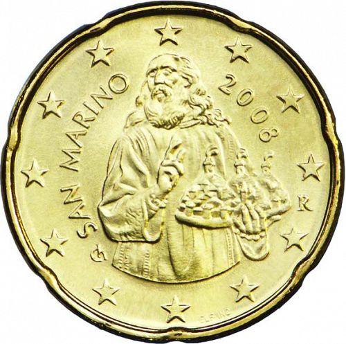 20 cent Obverse Image minted in SAN MARINO in 2008 (1st Series - New Reverse)  - The Coin Database