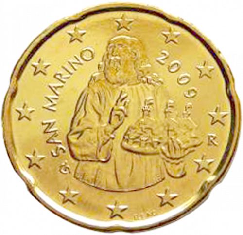 20 cent Obverse Image minted in SAN MARINO in 2009 (1st Series - New Reverse)  - The Coin Database