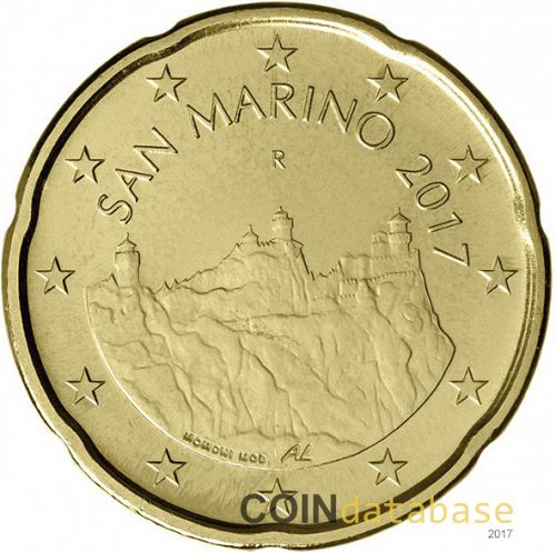 20 cent Obverse Image minted in SAN MARINO in 2017 (2nd Series - New Reverse)  - The Coin Database