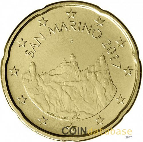 20 cent Obverse Image minted in SAN MARINO in 2017 (2nd Series - New Reverse)  - The Coin Database