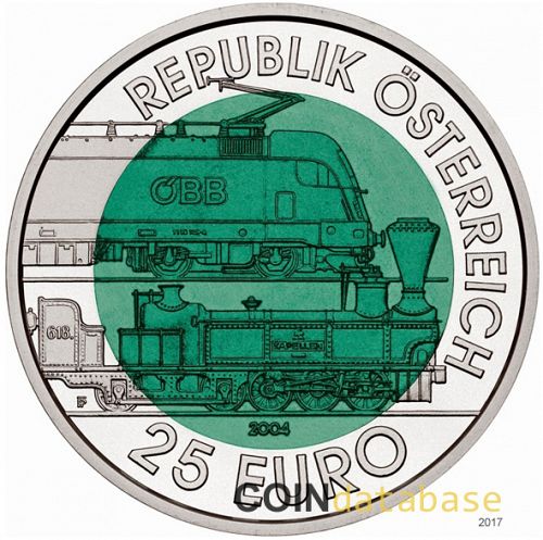 25 € Obverse Image minted in AUSTRIA in 2004 (Silver Niobium Coins Series)  - The Coin Database