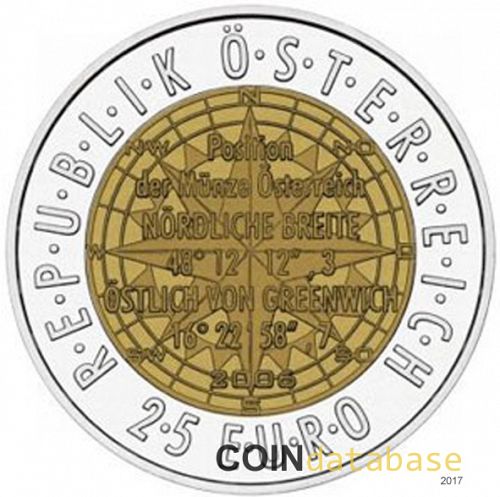 25 € Obverse Image minted in AUSTRIA in 2006 (Silver Niobium Coins Series)  - The Coin Database