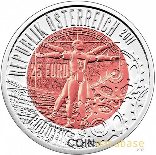 25 € Obverse Image minted in AUSTRIA in 2011 (Silver Niobium Coins Series)  - The Coin Database