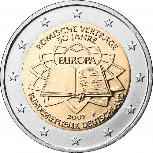 2 € Obverse Image minted in GERMANY in 2007F (50th anniversary of the Treaty of Rome)  - The Coin Database