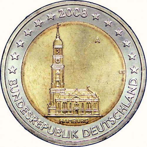 2 € Obverse Image minted in GERMANY in 2008A (Hamburg-MIchel)  - The Coin Database