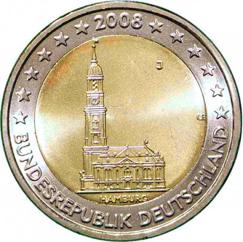 2 € Obverse Image minted in GERMANY in 2008J (Hamburg-MIchel)  - The Coin Database