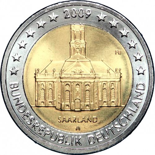 2 € Obverse Image minted in GERMANY in 2009A (Saarland)  - The Coin Database