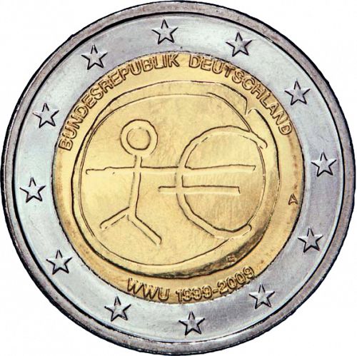 2 € Obverse Image minted in GERMANY in 2009A (10th anniversary of Economic and Monetary Union)  - The Coin Database