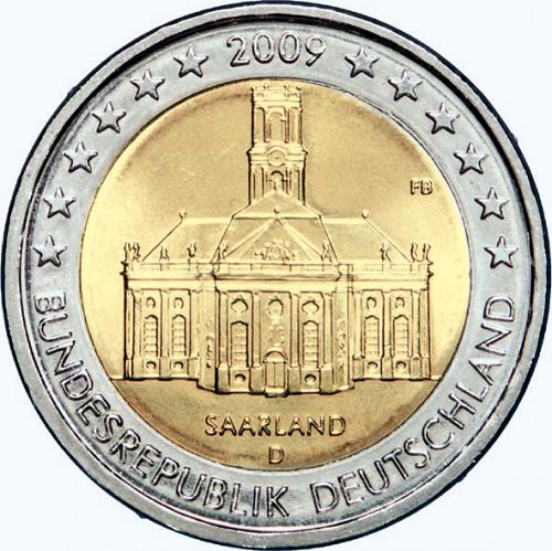 2 € Obverse Image minted in GERMANY in 2009D (Saarland)  - The Coin Database
