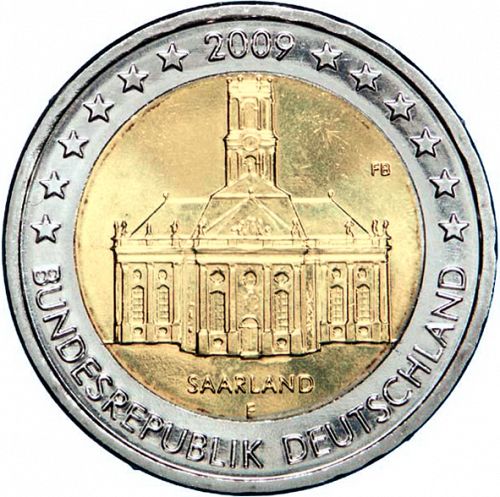 2 € Obverse Image minted in GERMANY in 2009F (Saarland)  - The Coin Database