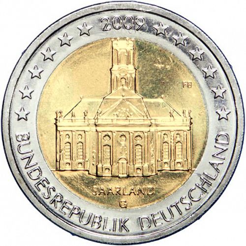 2 € Obverse Image minted in GERMANY in 2009G (Saarland)  - The Coin Database