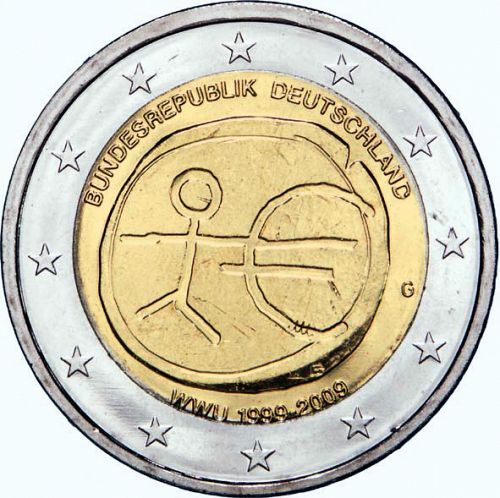 2 € Obverse Image minted in GERMANY in 2009G (10th anniversary of Economic and Monetary Union)  - The Coin Database