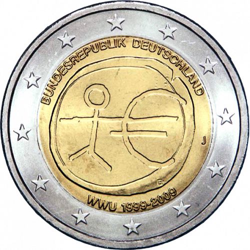2 € Obverse Image minted in GERMANY in 2009J (10th anniversary of Economic and Monetary Union)  - The Coin Database
