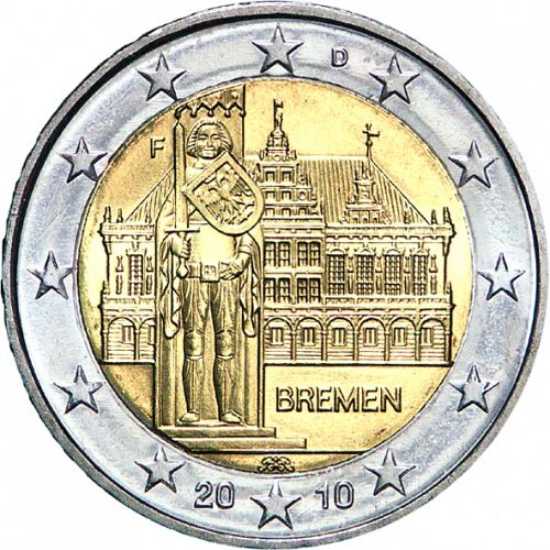 2 € Obverse Image minted in GERMANY in 2010F (Bremen)  - The Coin Database