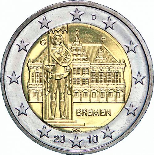 2 € Obverse Image minted in GERMANY in 2010G (Bremen)  - The Coin Database