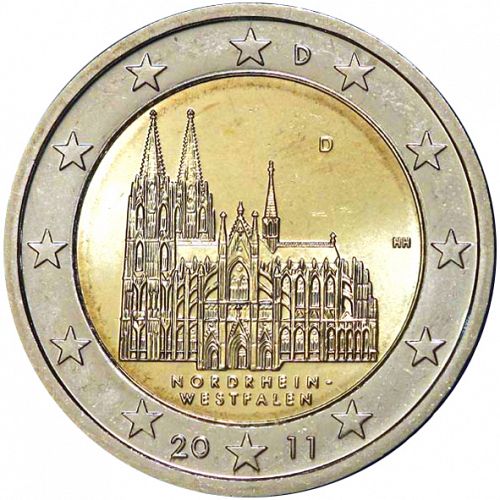 2 € Obverse Image minted in GERMANY in 2011D (North Rhine-Westphalia)  - The Coin Database
