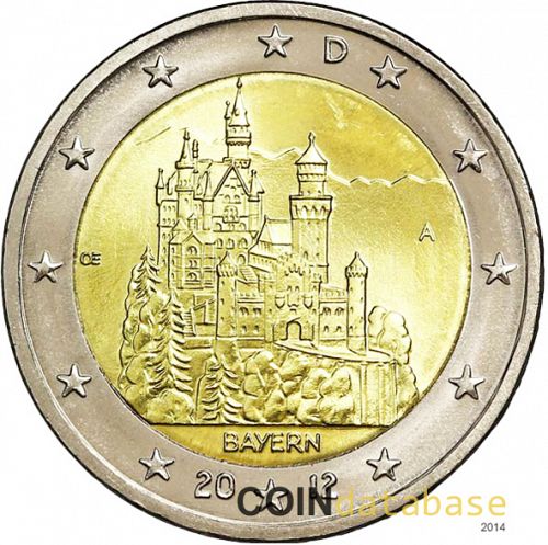 2 € Obverse Image minted in GERMANY in 2012A (Bayern)  - The Coin Database