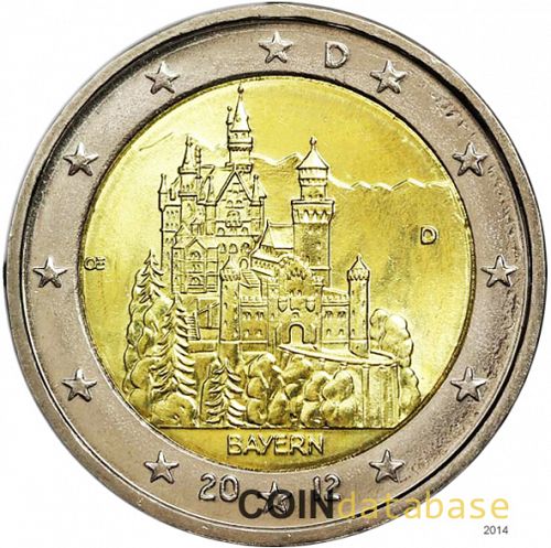 2 € Obverse Image minted in GERMANY in 2012D (Bayern)  - The Coin Database