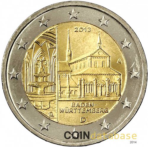 2 € Obverse Image minted in GERMANY in 2013A (Baden-Württemberg)  - The Coin Database