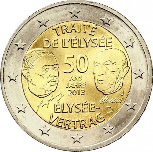 2 € Obverse Image minted in GERMANY in 2013J (50th Anniversary of the Elysée Treaty)  - The Coin Database