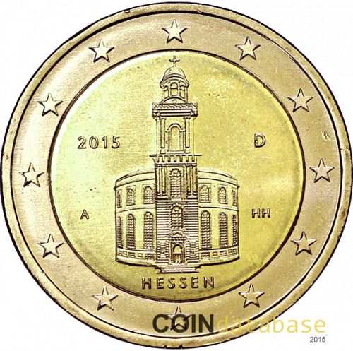 2 € Obverse Image minted in GERMANY in 2015A (Hessen)  - The Coin Database