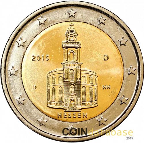 2 € Obverse Image minted in GERMANY in 2015D (Hessen)  - The Coin Database