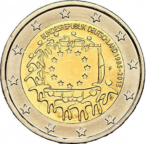 2 € Obverse Image minted in GERMANY in 2015F (30th anniversary of the European flag)  - The Coin Database