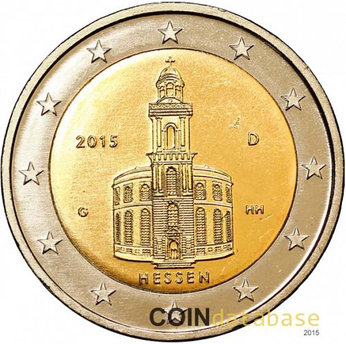 2 € Obverse Image minted in GERMANY in 2015G (Hessen)  - The Coin Database