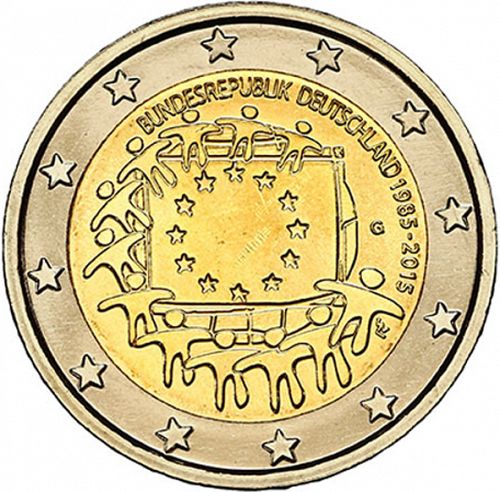 2 € Obverse Image minted in GERMANY in 2015G (30th anniversary of the European flag)  - The Coin Database